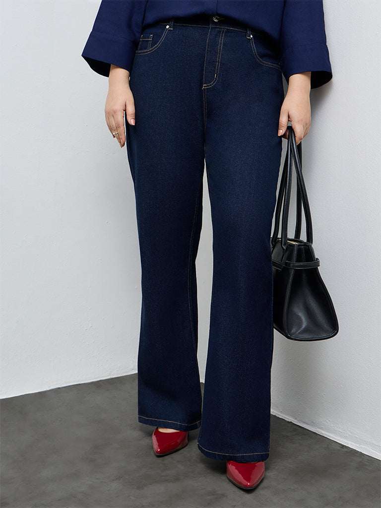 Gia Dark Blue High-Rise Bootcut Jeans