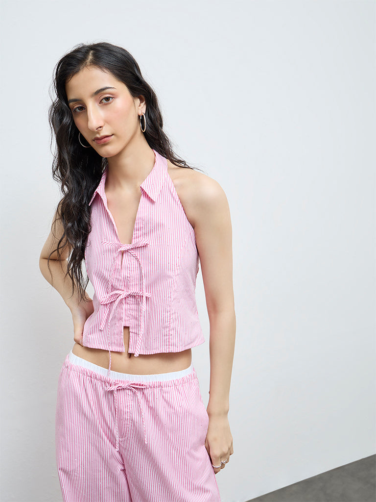Nuon Pink Striped Top