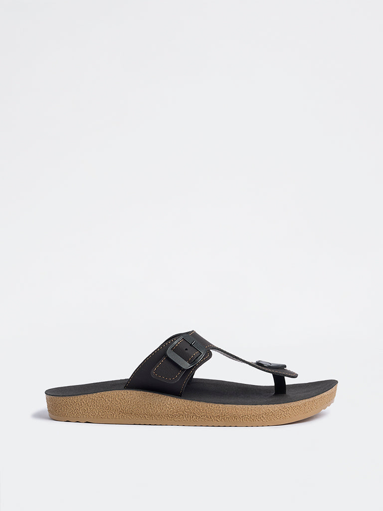 SOLEPLAY Dark Brown Buckle-Detailed Thong Strap Sandals