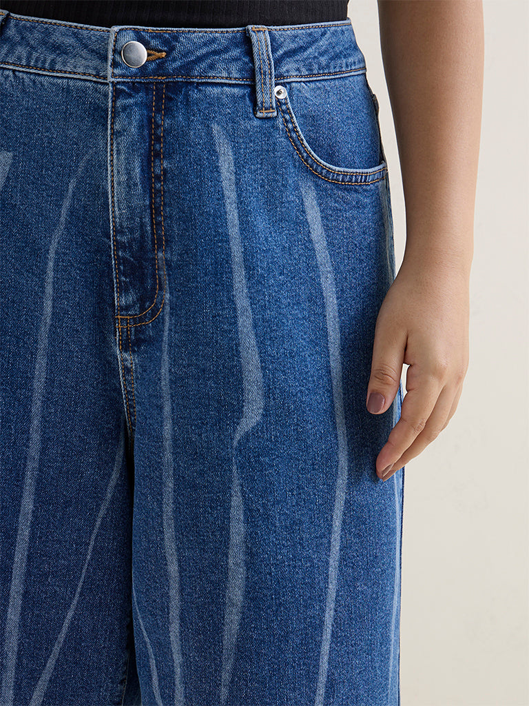 Gia Blue Abstract Printed High-Rise Jeans