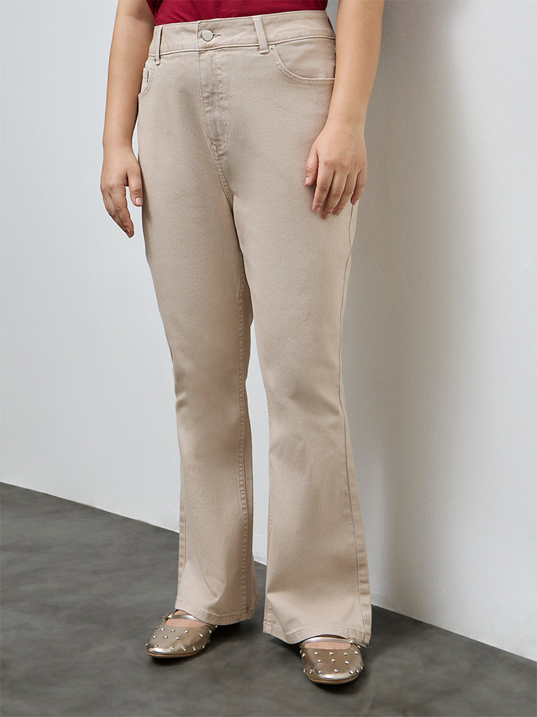 Gia Beige Bootcut High-Rise Jeans