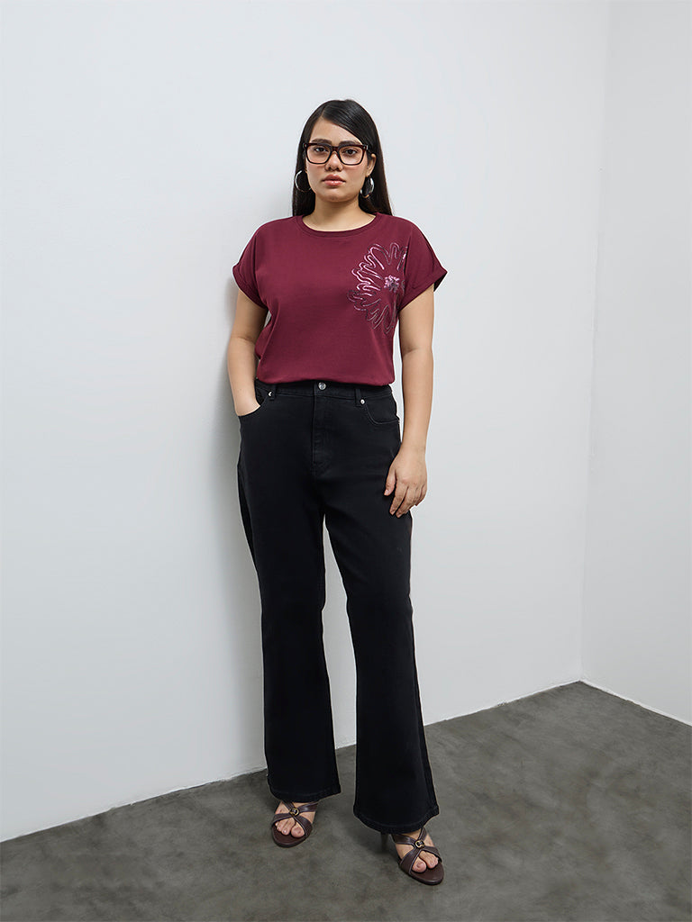 Gia Black Bootcut High-Rise Jeans