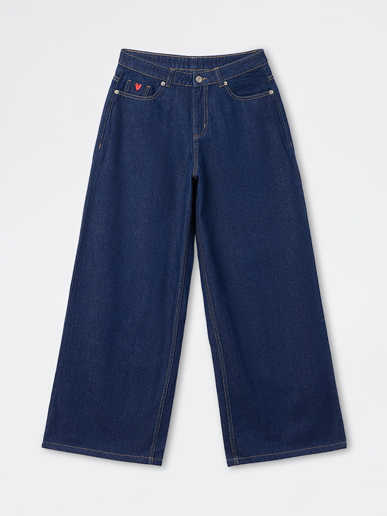 Nuon Dark Blue High-Rise Wide Leg Jeans