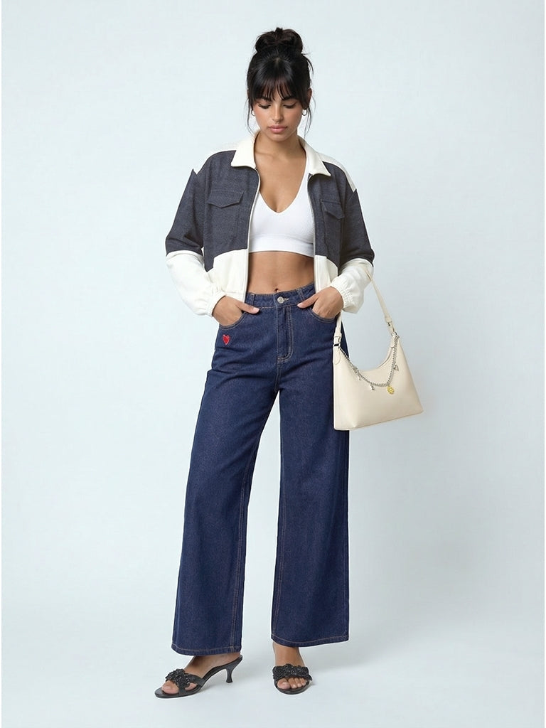Nuon Dark Blue High-Rise Wide Leg Jeans