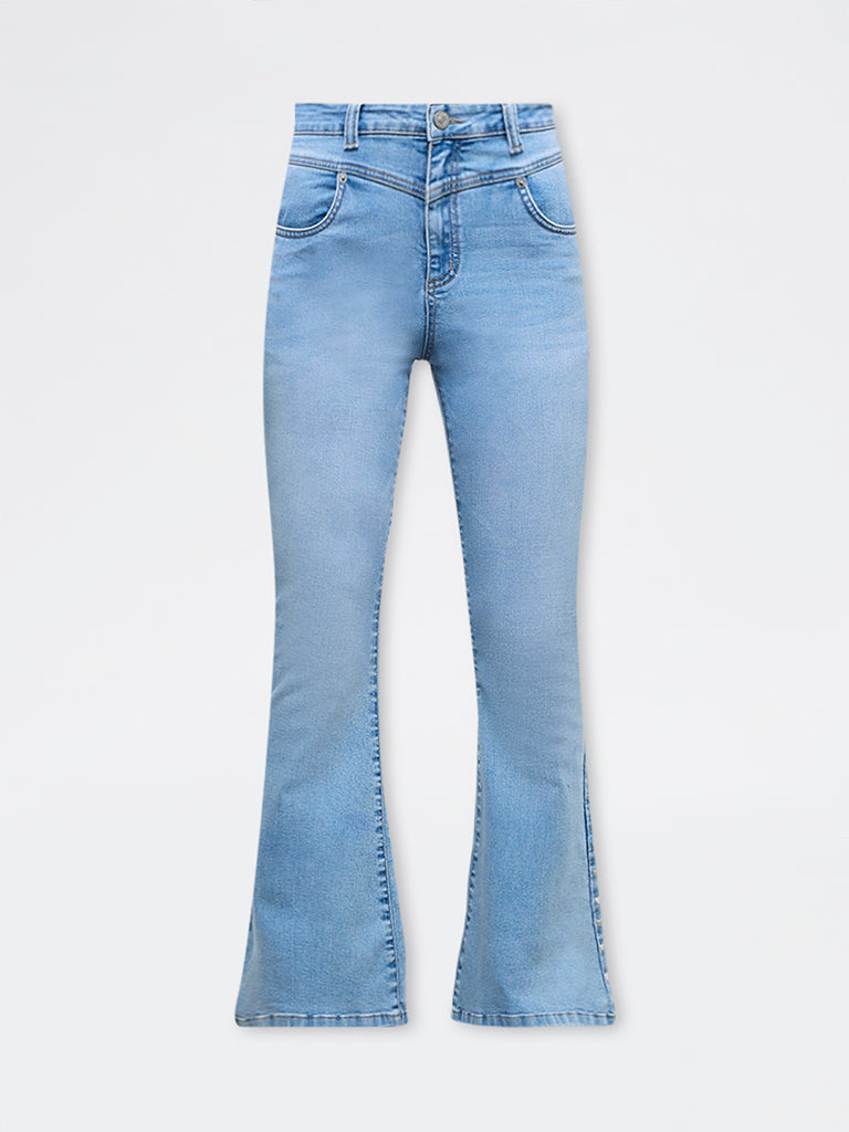 Nuon Blue Heart-Studded High-Rise Jeans