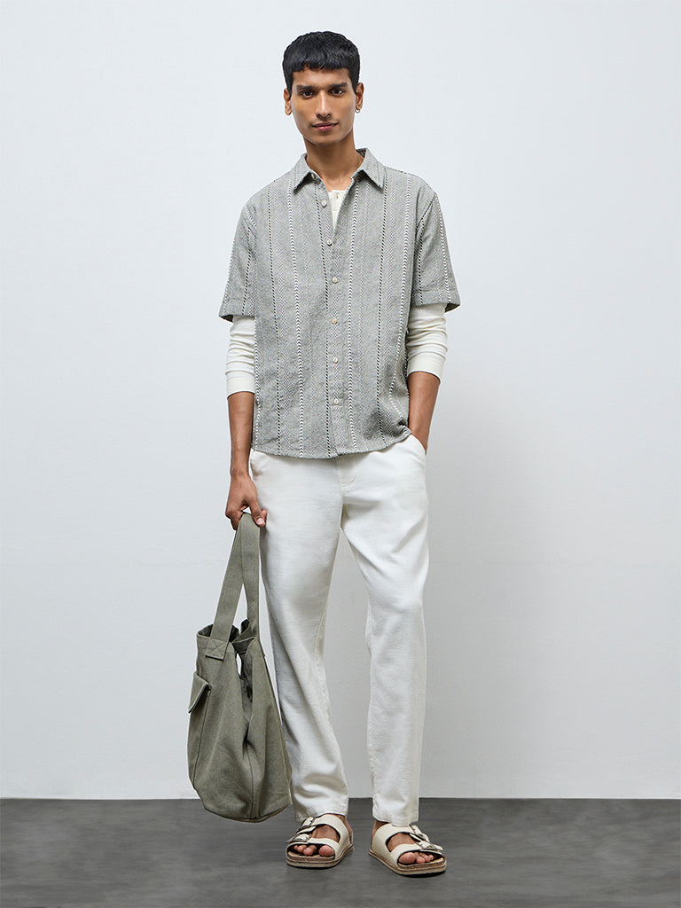ETA White Solid Relaxed-Fit Mid-Rise Cotton Chinos