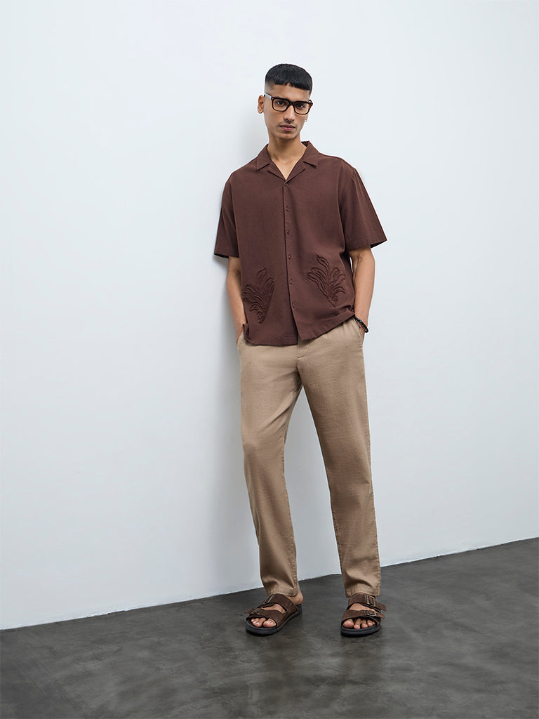 ETA Taupe Relaxed-Fit Mid-Rise Cotton Chinos
