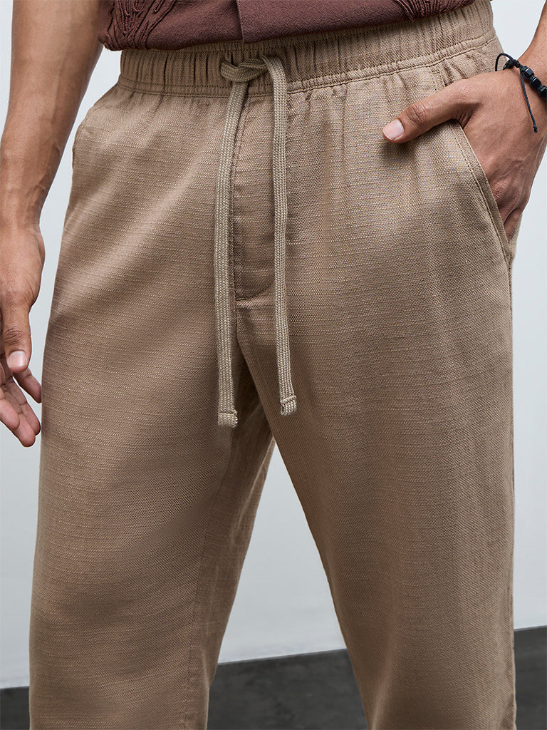 ETA Taupe Relaxed-Fit Mid-Rise Cotton Chinos