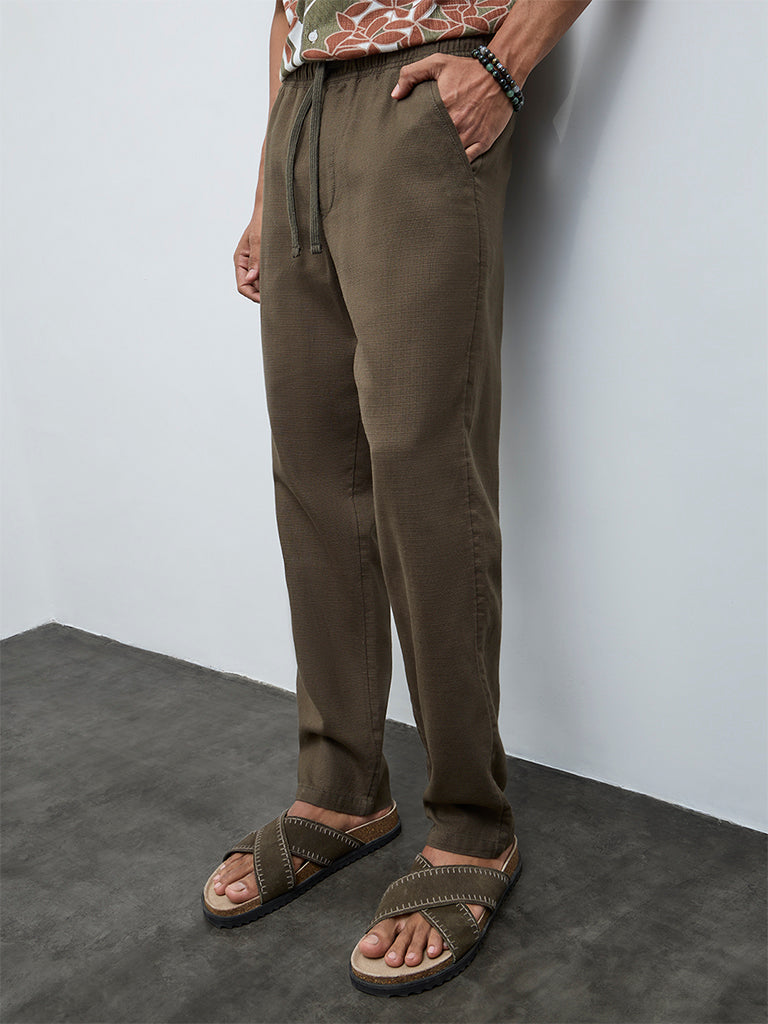 ETA Olive Relaxed-Fit Mid-Rise Cotton Chinos