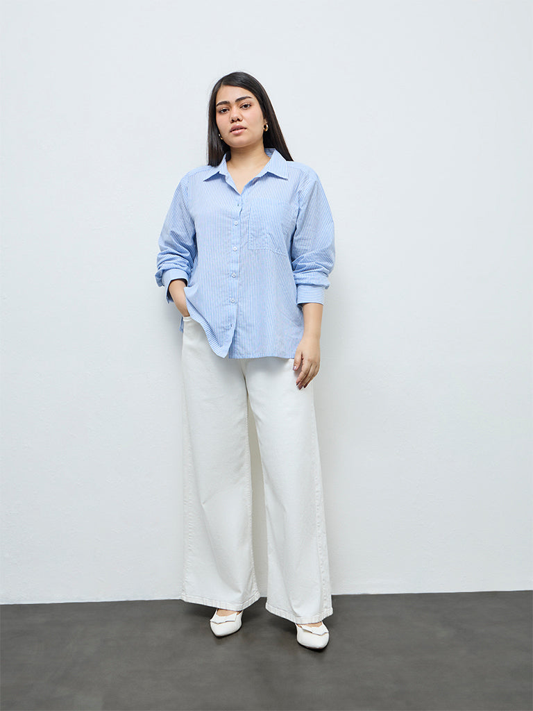 Gia Blue Striped Cotton Shirt