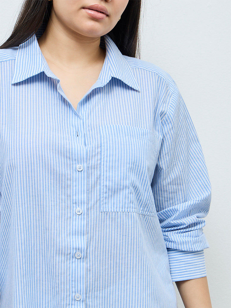 Gia Blue Striped Cotton Shirt