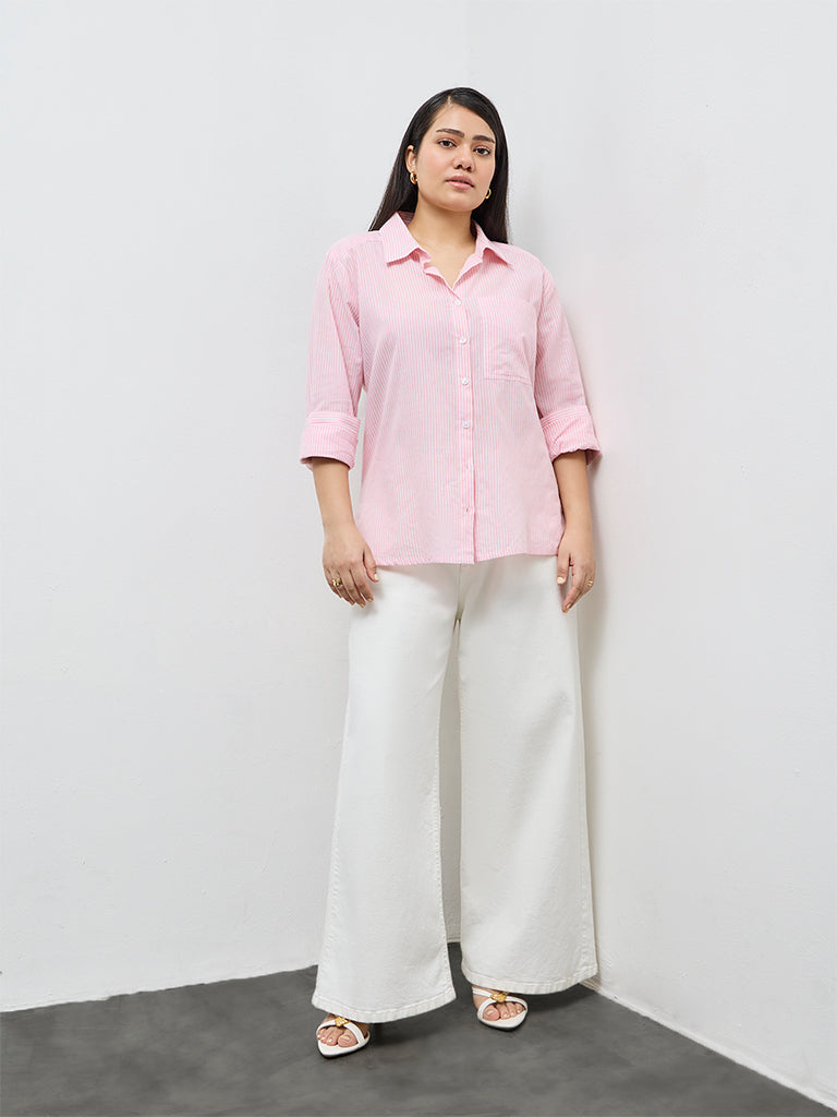 Gia Pink Striped Cotton Shirt