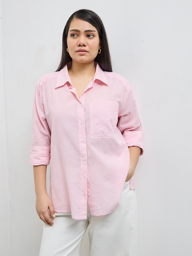Gia Pink Striped Cotton Shirt
