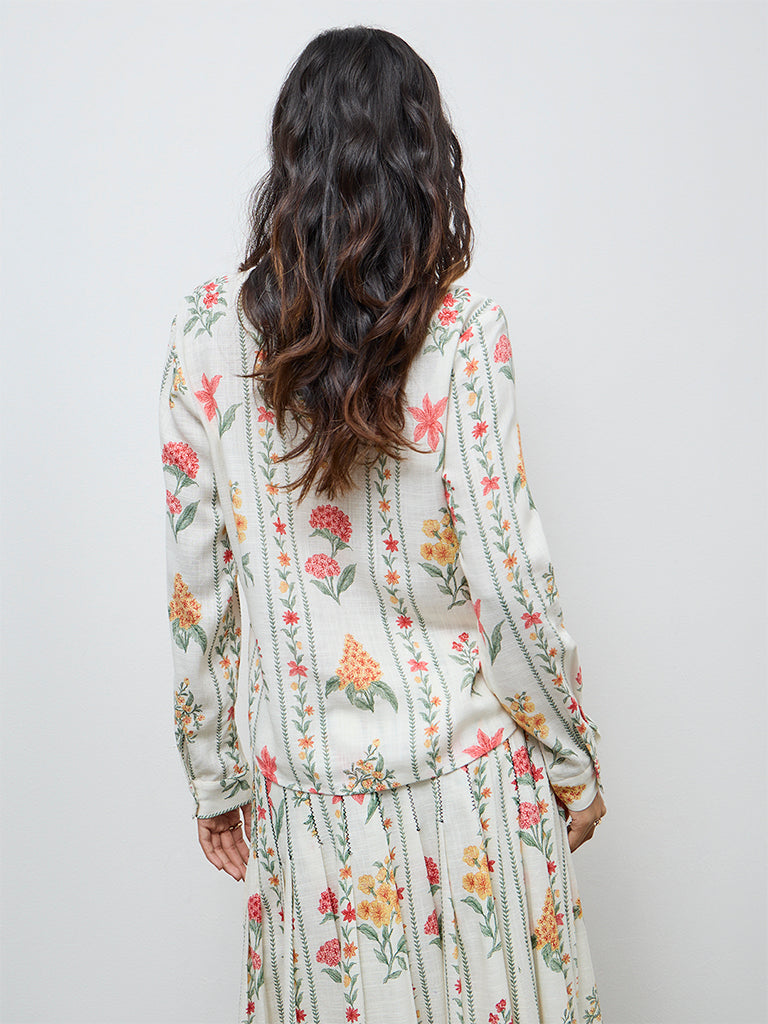 LOV Off-White Floral Pattern Blouse