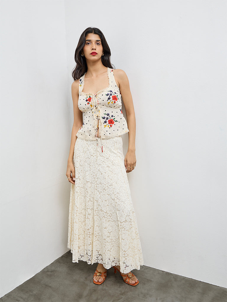 LOV Cream Floral Top