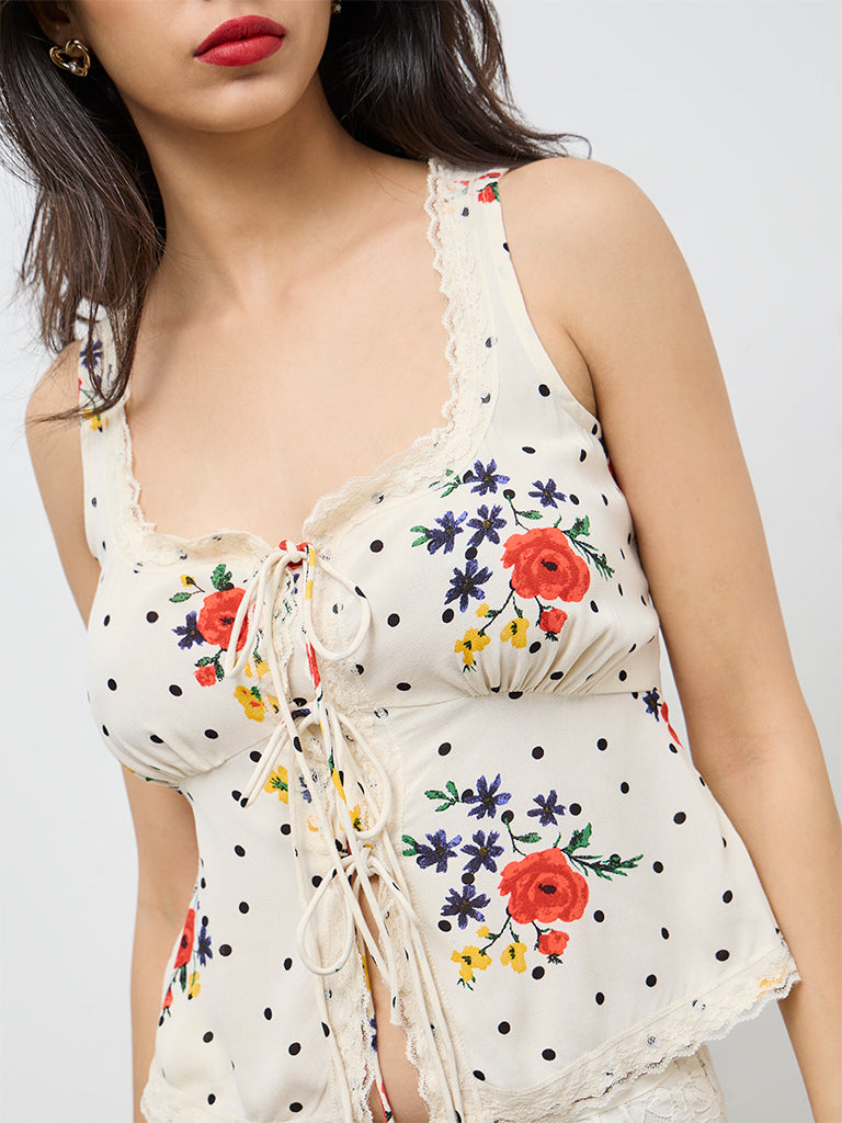 LOV Cream Floral Top