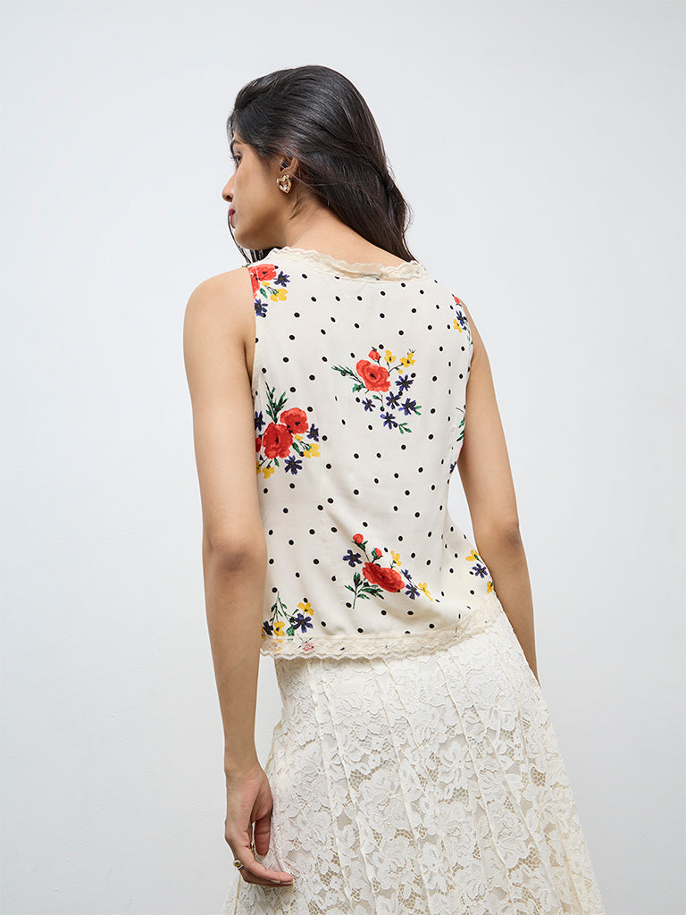 LOV Cream Floral Top