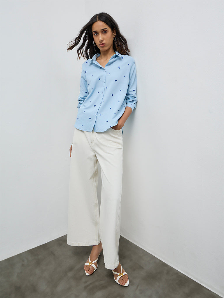 LOV Light Blue Heart Design Shirt