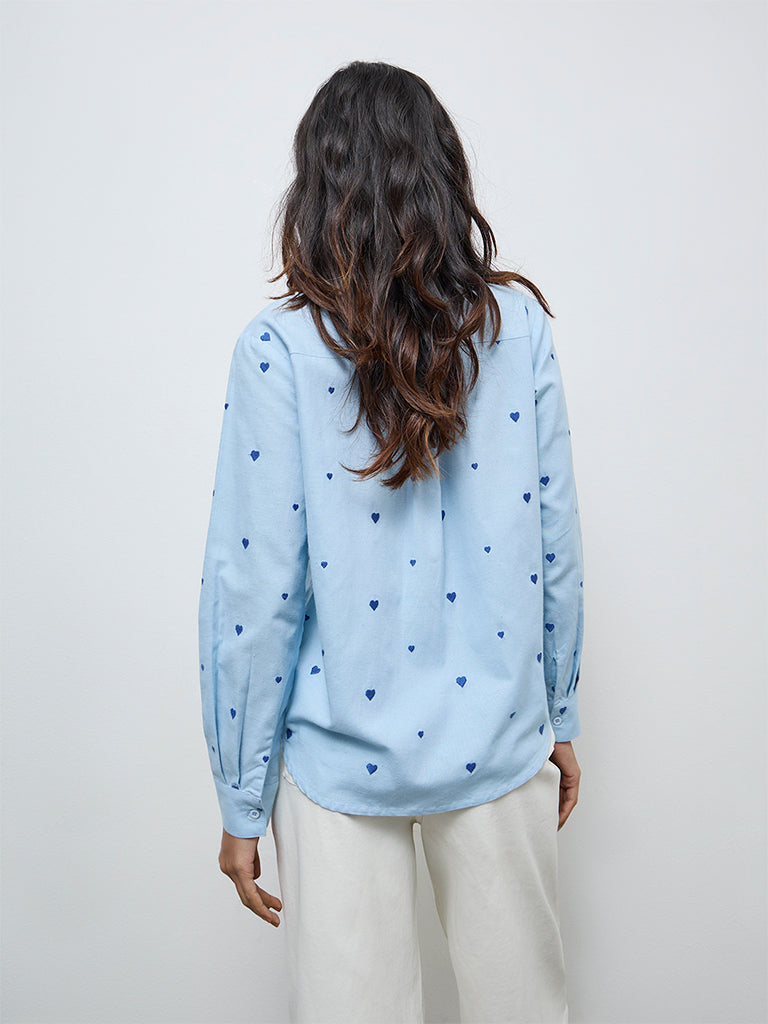 LOV Light Blue Heart Design Shirt