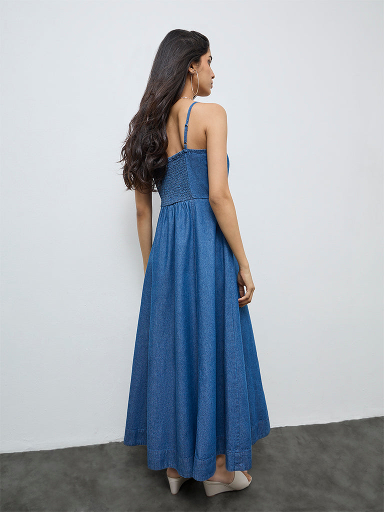 LOV Blue Denim A-Line Dress