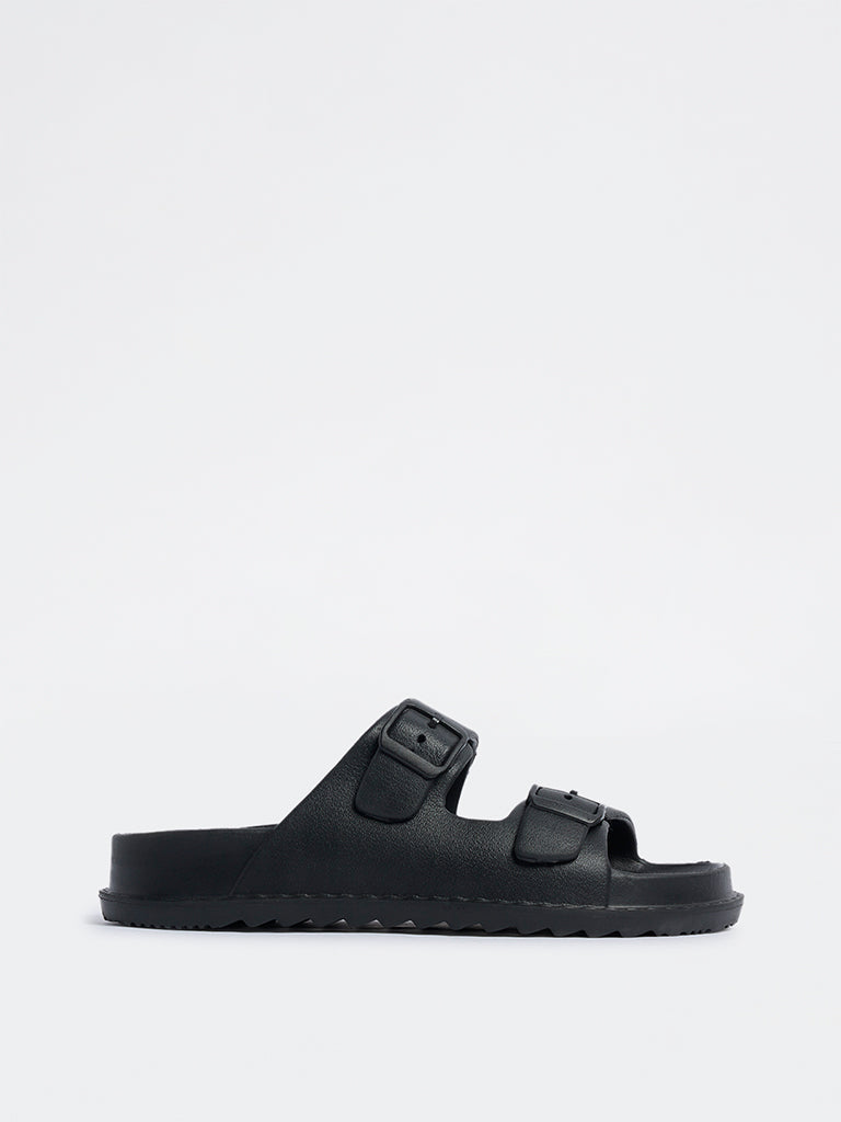 SOLEPLAY Black Buckle-Detailed Slip-On Sandals