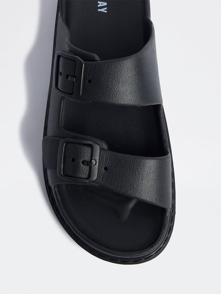 SOLEPLAY Black Buckle-Detailed Slip-On Sandals