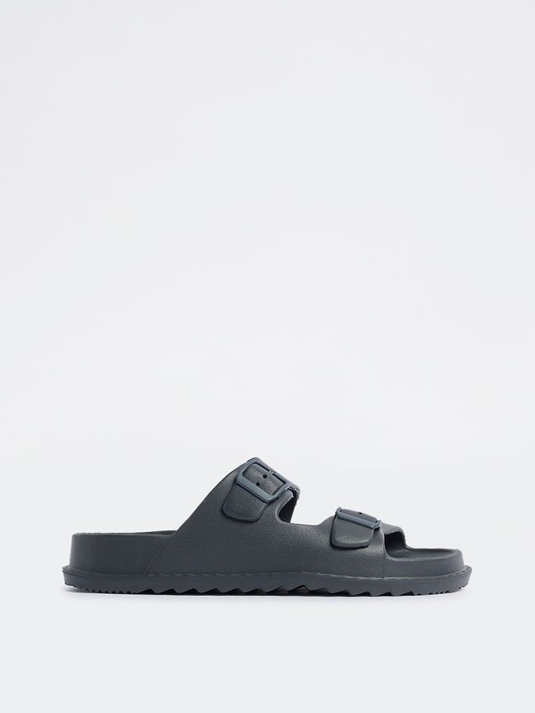 SOLEPLAY Grey Buckle-Detailed Slides