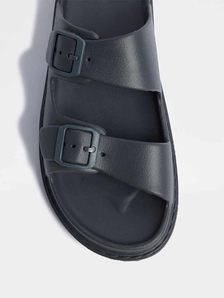 SOLEPLAY Grey Buckle-Detailed Slides