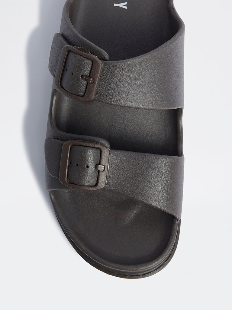 SOLEPLAY Dark Brown Buckle-Detailed Slip-On Sandals