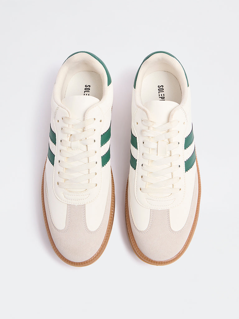 SOLEPLAY White Mesh Detailed Lace-Up Sneakers