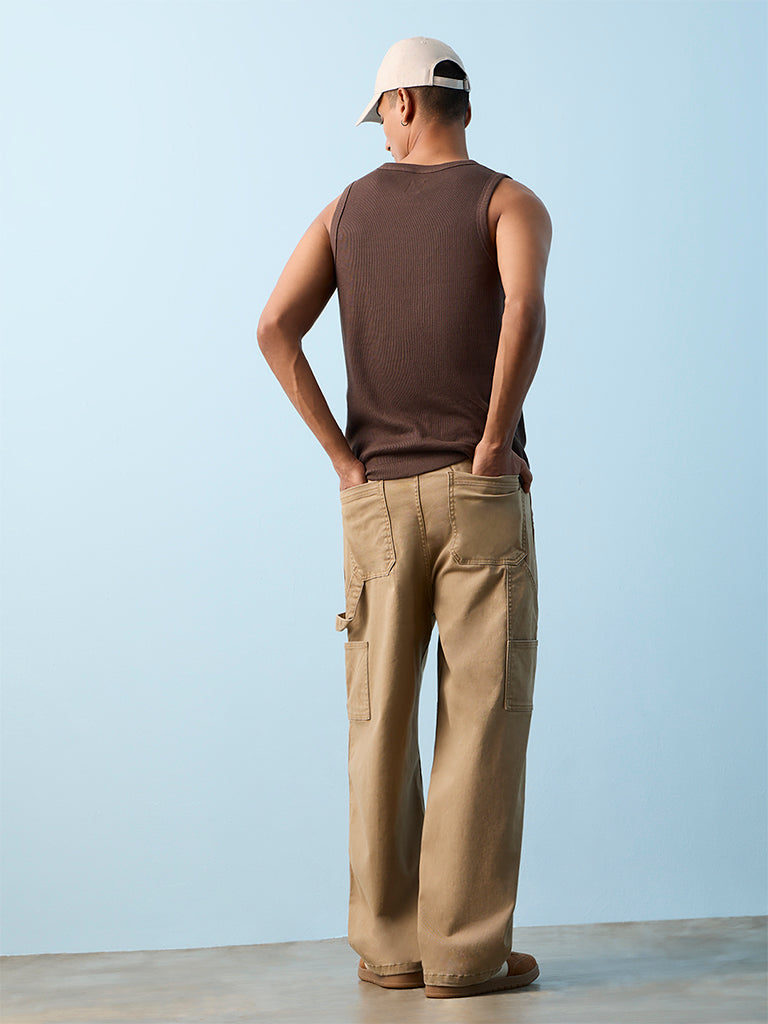 Nuon Taupe Relaxed Fit Mid-Rise Jeans