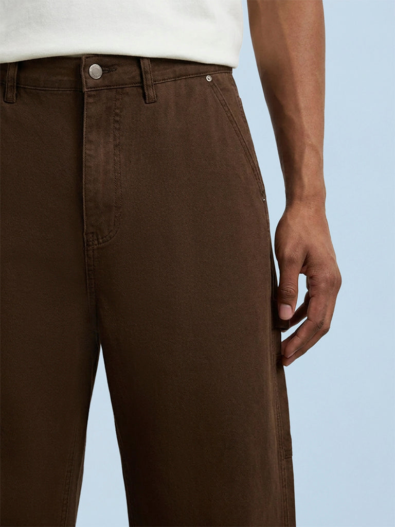 Nuon Dark Brown Relaxed-Fit Mid-Rise Jeans
