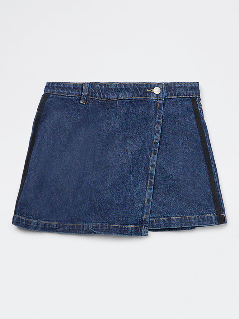 Girls Dark Blue Denim Skorts