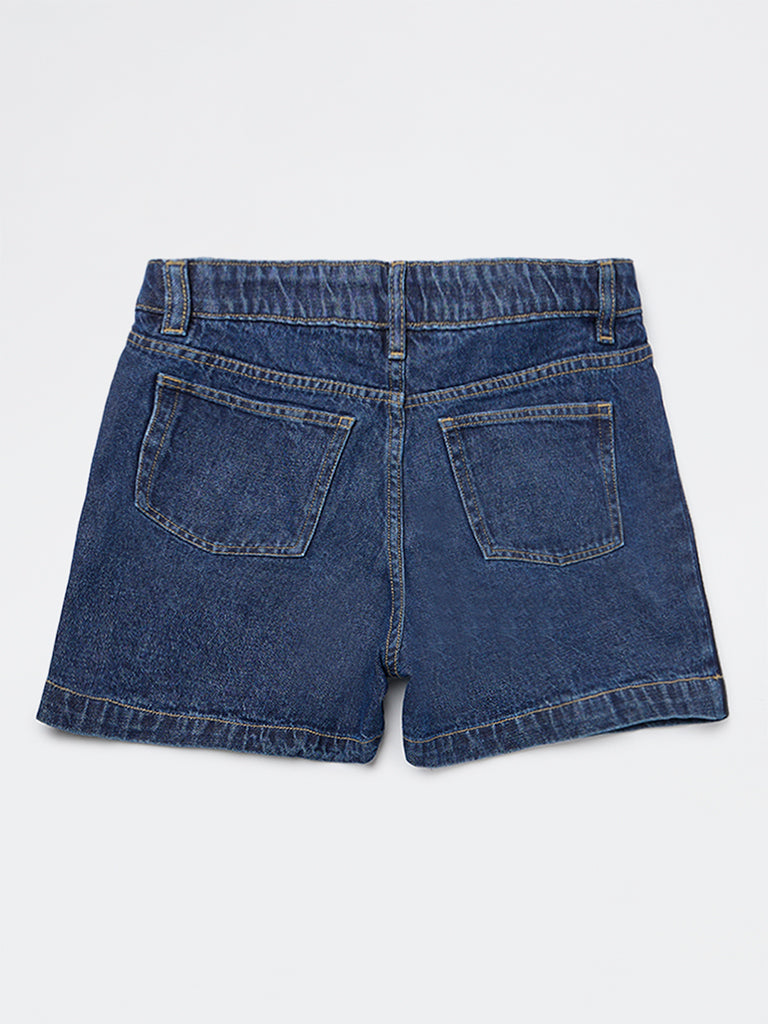 Girls Dark Blue Denim Skorts