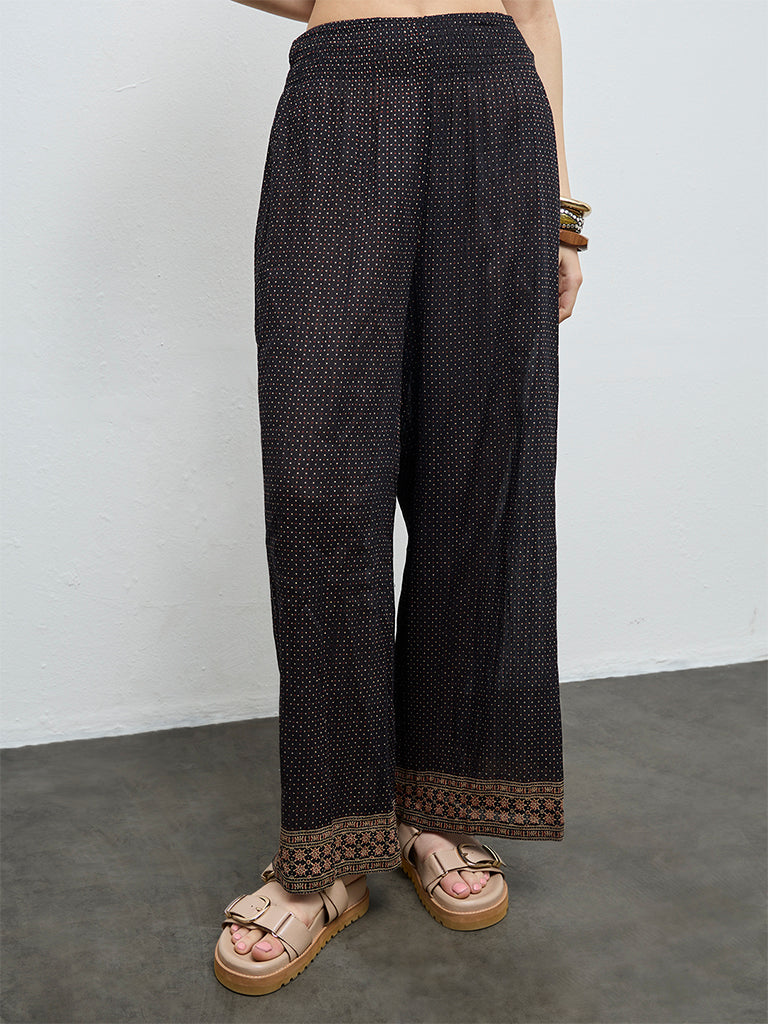 Bombay Paisley Black Printed Cotton Palazzos