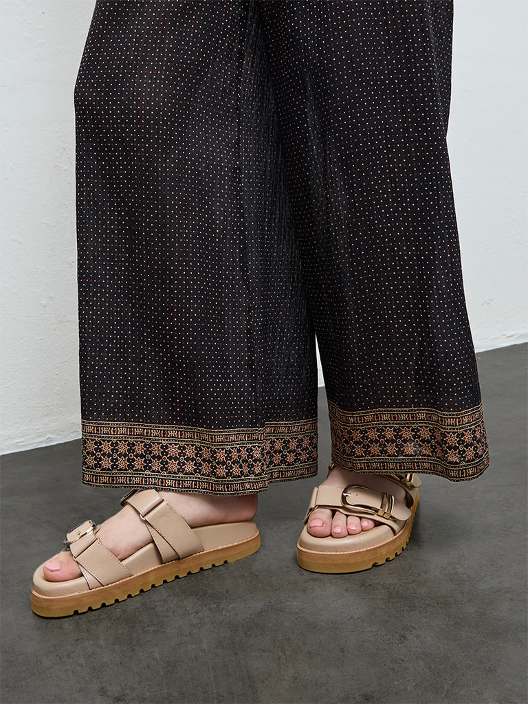 Bombay Paisley Black Printed Cotton Palazzos