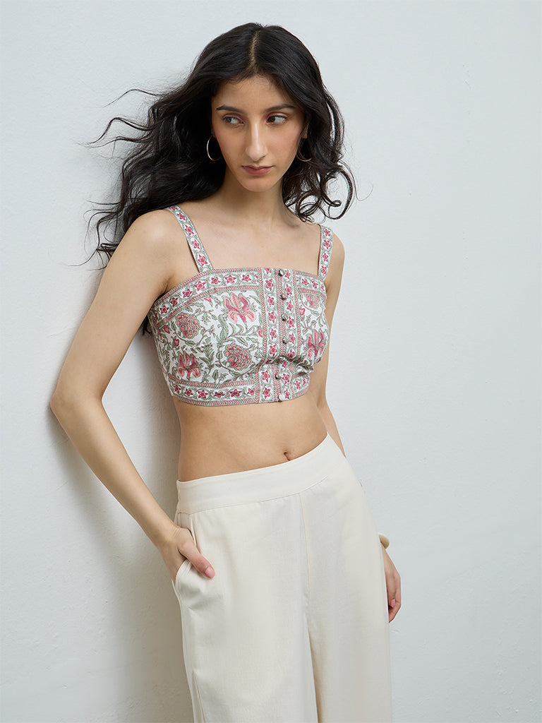 Bombay Paisley Multicolor Floral Cotton Crop Top
