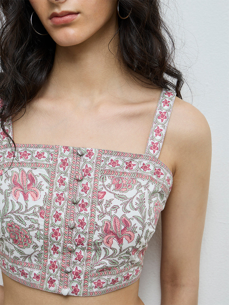 Bombay Paisley Multicolor Floral Cotton Crop Top