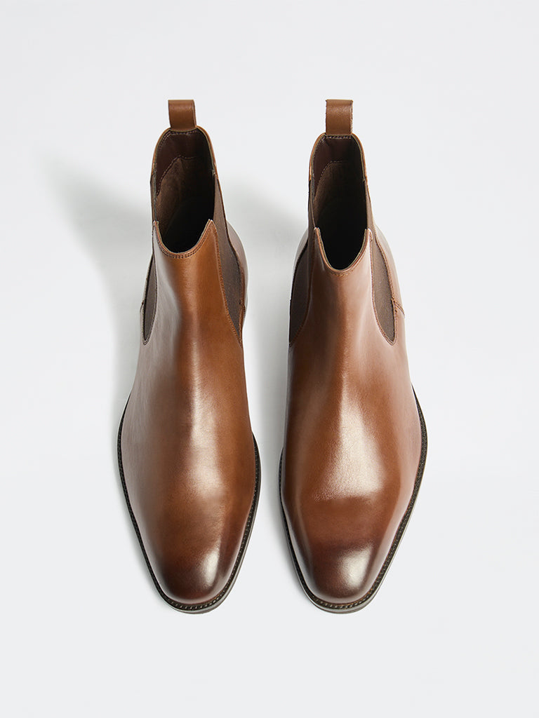 SOLEPLAY Brown Faux Leather Chelsea Boots