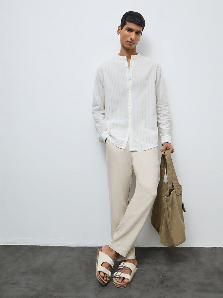 ETA Off-White Striped Relaxed-Fit Cotton Shirt