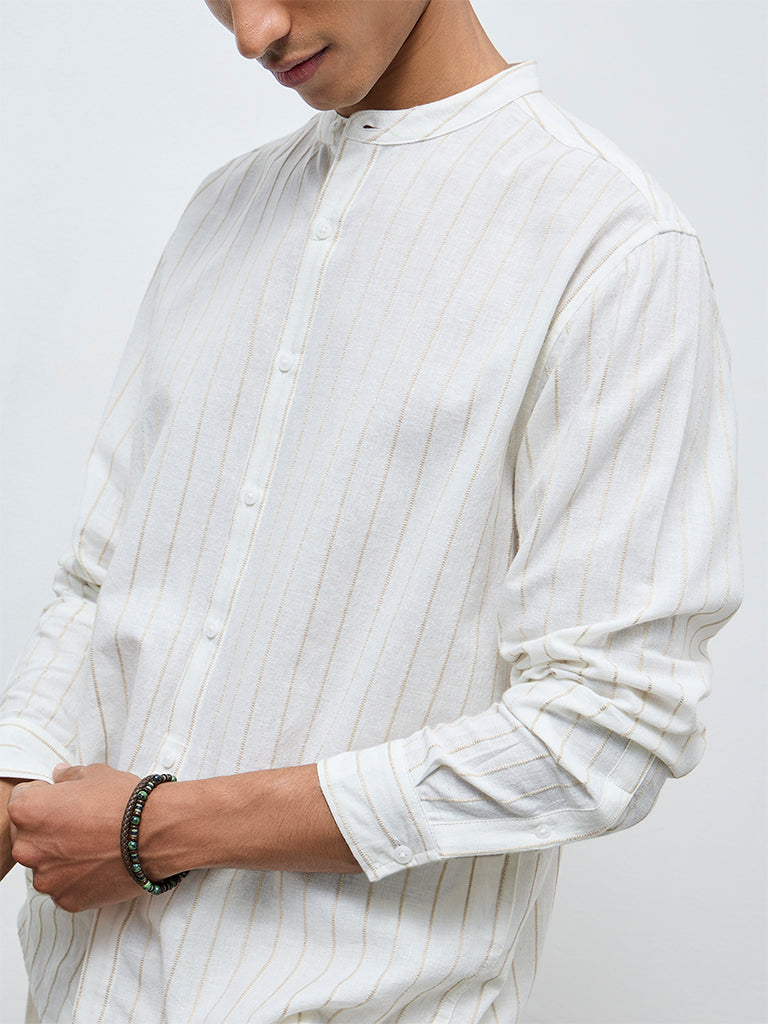 ETA Off-White Striped Relaxed-Fit Cotton Shirt