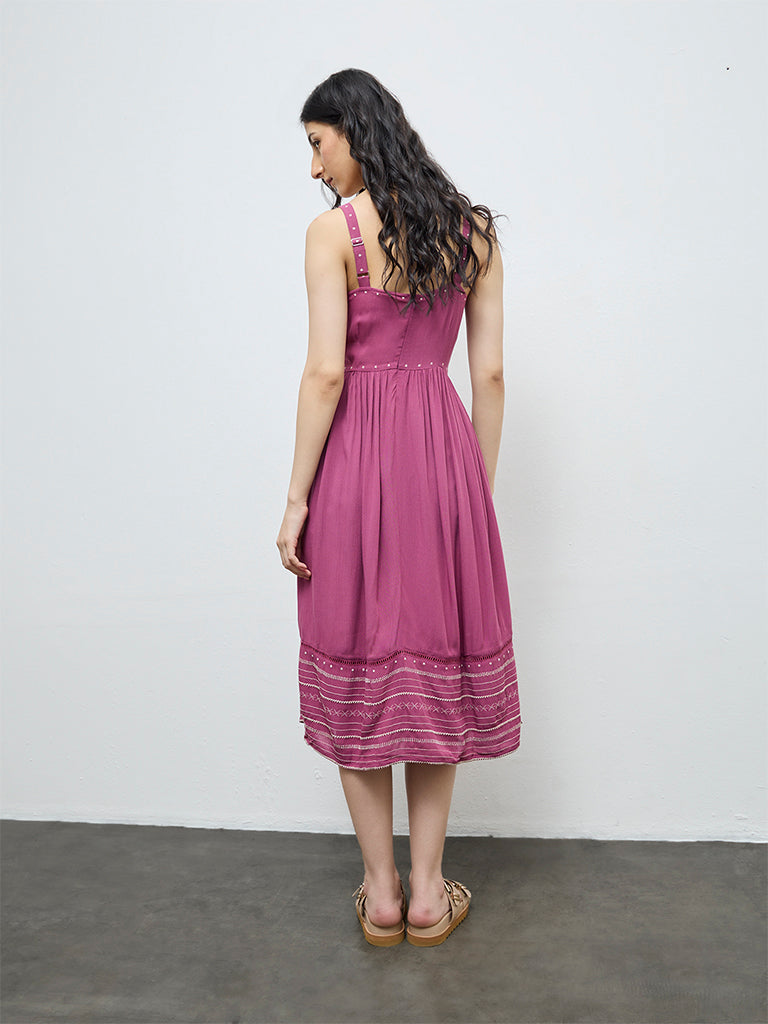 Bombay Paisley Dusty Rose Embroidered Empire-Line Dress