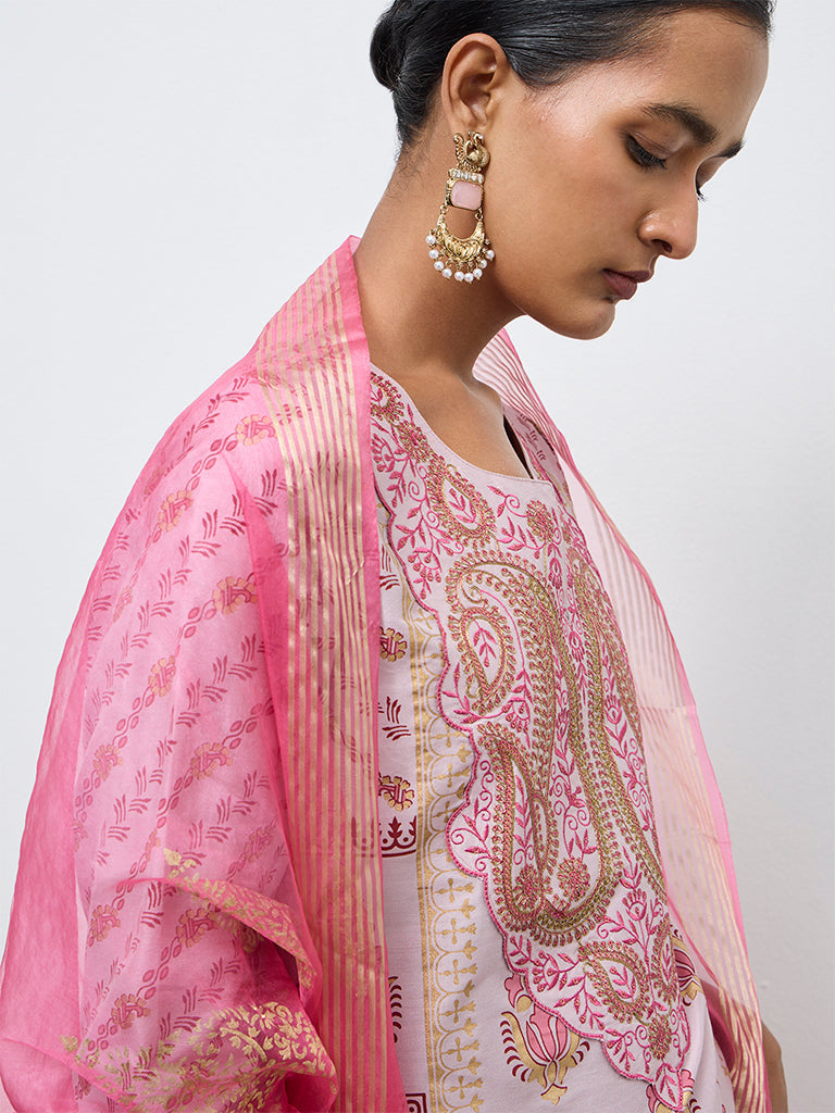 Vark Lilac Printed A-Line Kurta Ethnic Set