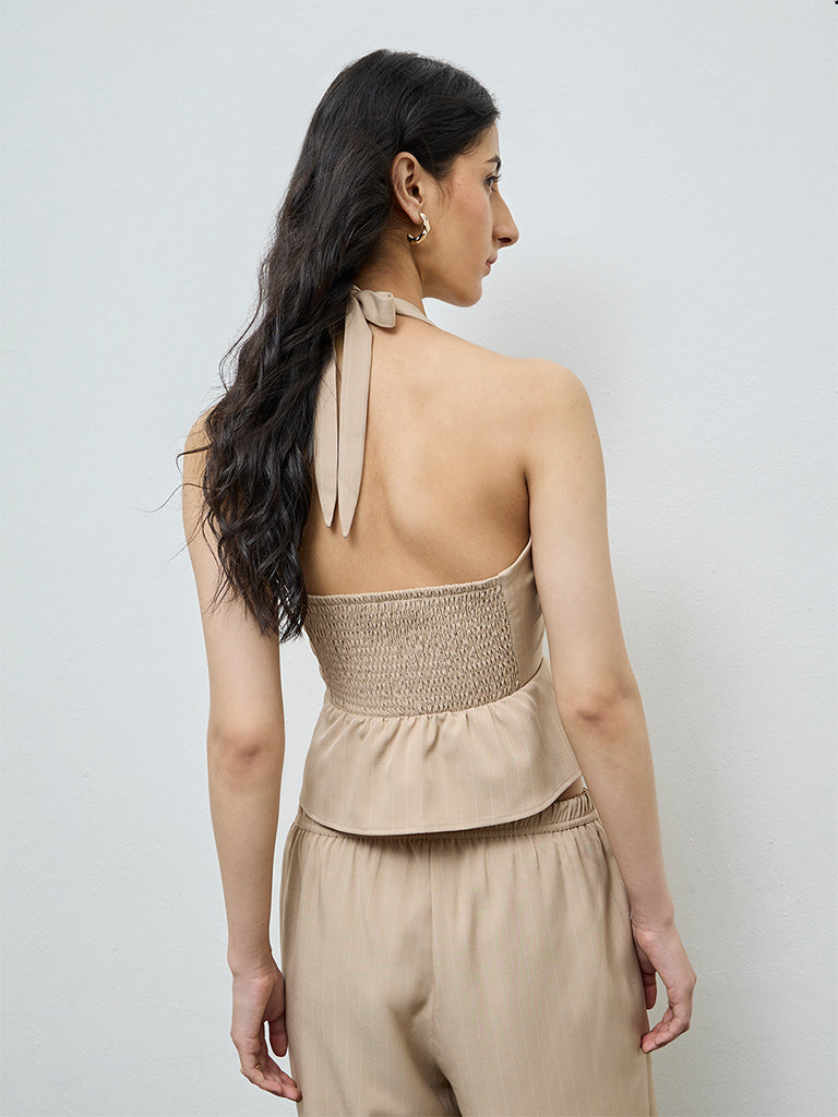Nuon Beige Striped Top