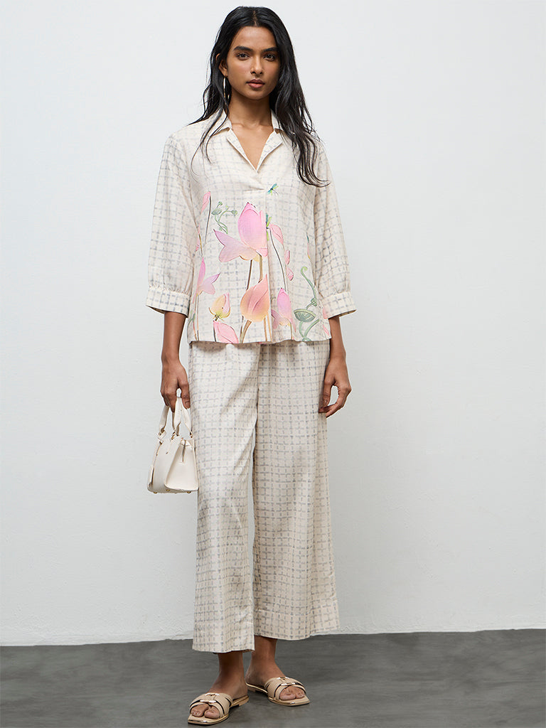 Utsa Off-White Floral Printed Tunic