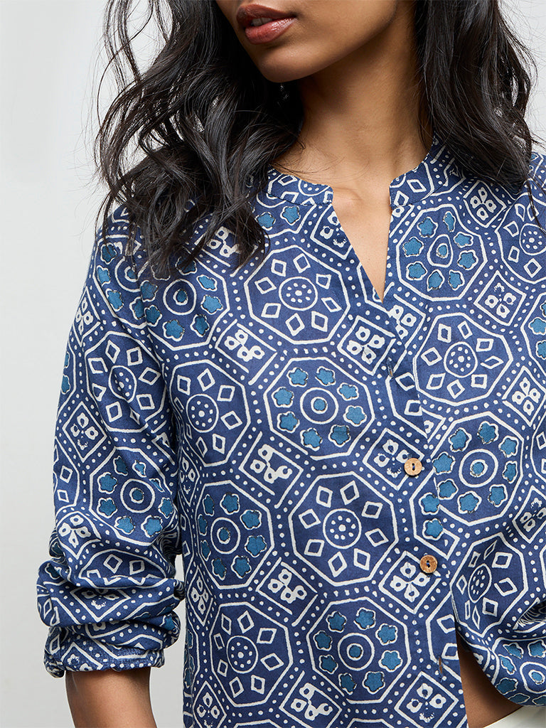 Utsa Indigo Printed Cotton Tunic
