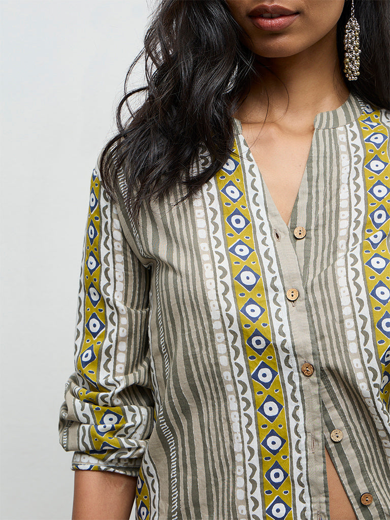 Utsa Green Printed Cotton Tunic