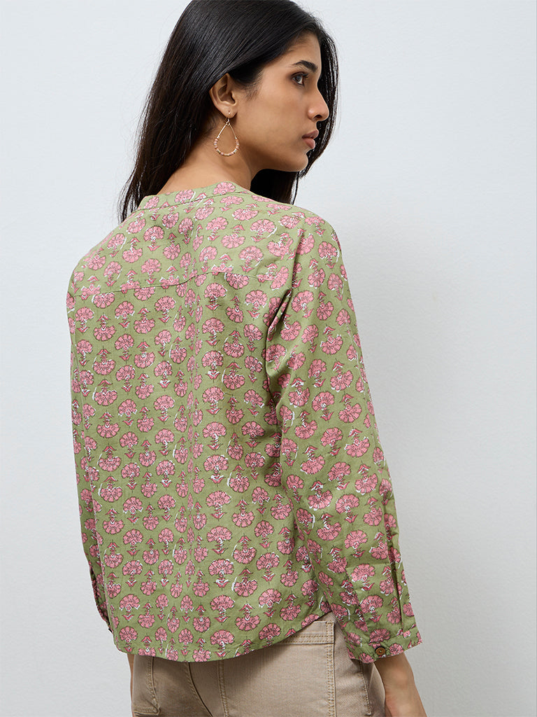 Utsa Sage Floral Printed Cotton Tunic