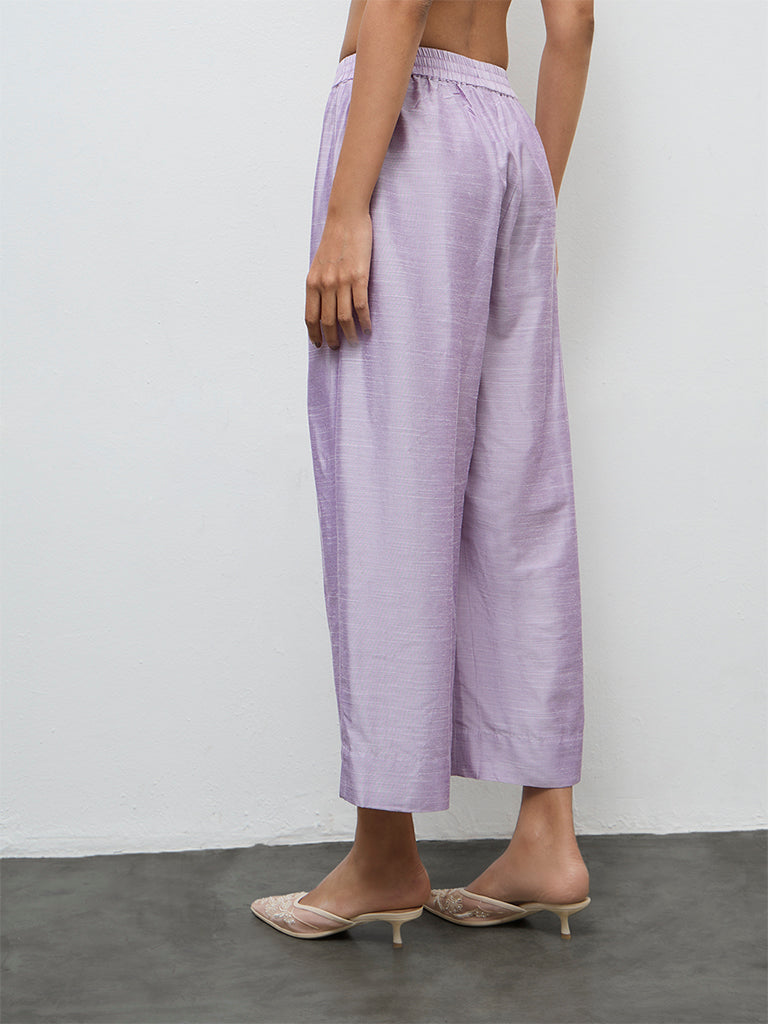 Utsa Lilac Solid Ethnic Pants