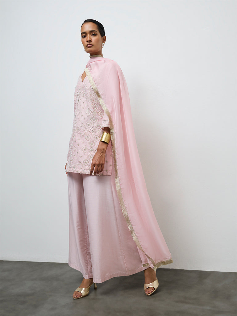 Vark Light Pink Embellished Ethnic Set